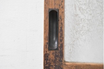 ヴィンテージ建具　昭和中期　上部のアーチがアクセント　作りの良いガラス戸1枚　(R-083731)