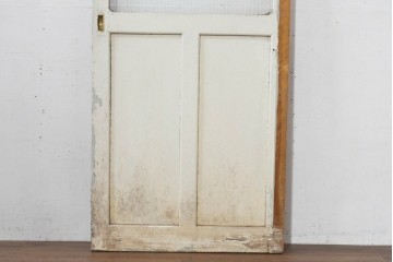 《ペイント仕上げ限定》　ヴィンテージ建具　昭和中期　木枠の風合いが味わい深いモールガラス入り引き戸1枚　(R-083733)