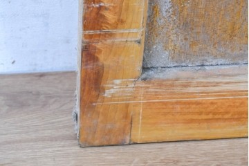 《ペイント仕上げ限定》　ヴィンテージ建具　昭和中期　木枠の風合いが味わい深いモールガラス入り引き戸1枚　(R-083733)