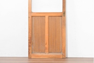 《ペイント仕上げ限定》　ヴィンテージ建具　昭和中期　木枠の風合いが味わい深いモールガラス入り引き戸1枚　(R-083733)