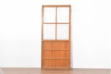 ヴィンテージ建具　昭和中期　素朴な佇まいが魅力の型板ガラス入り扉1枚　(R-083734)