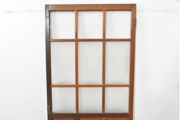 ヴィンテージ建具　昭和中期　デザインガラス入りのレトロなガラス扉1枚　(R-083735)