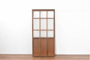 ヴィンテージ建具　昭和中期　デザインガラス入りのレトロなガラス扉1枚　(R-083735)