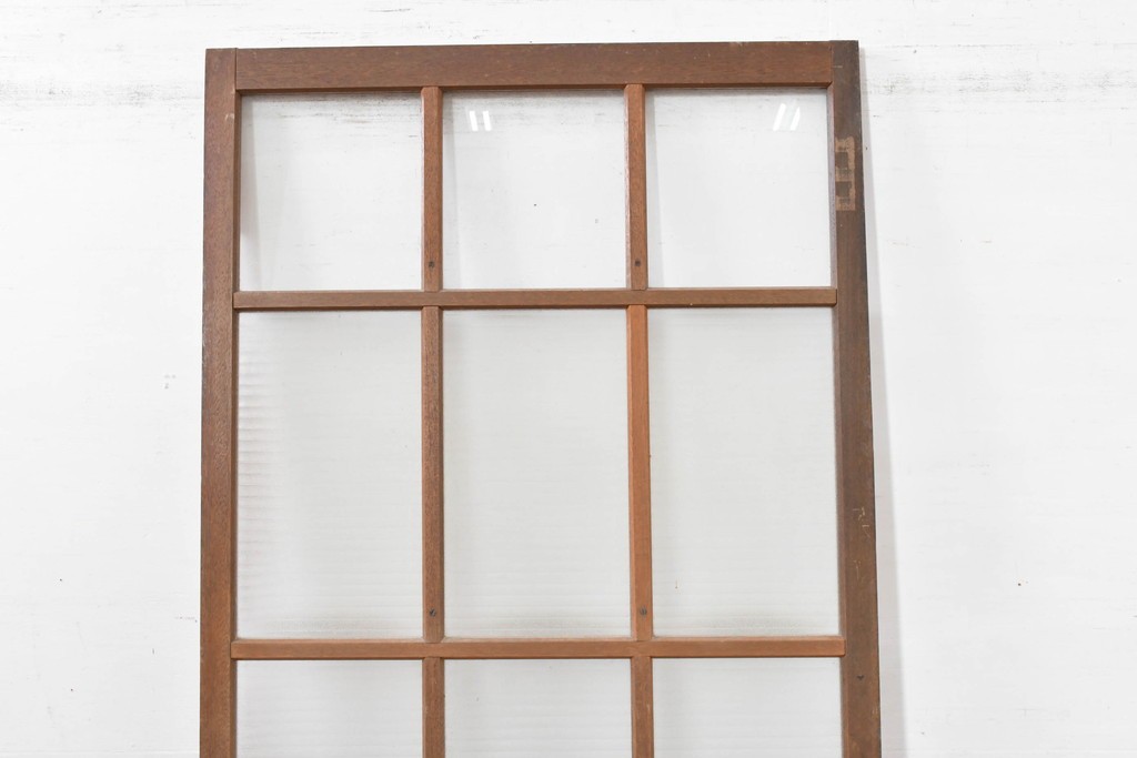 ヴィンテージ建具　昭和中期　デザインガラス入りのレトロなガラス扉1枚　(R-083735)