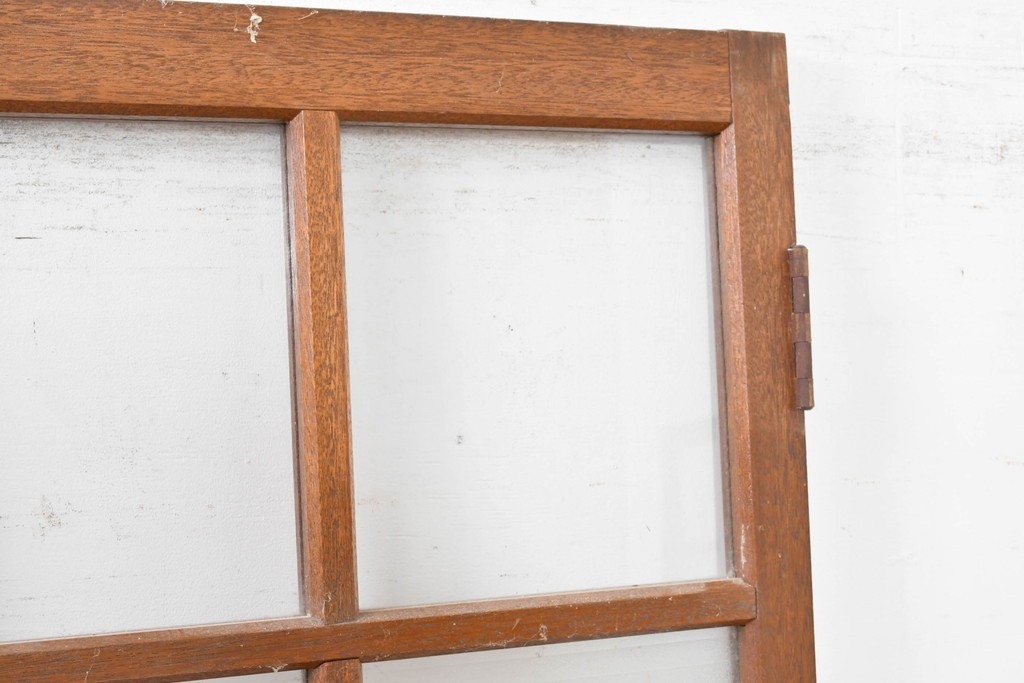 ヴィンテージ建具　昭和中期　デザインガラス入りのレトロなガラス扉1枚　(R-083735)