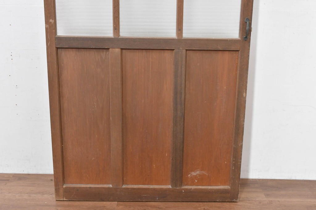 ヴィンテージ建具　昭和中期　デザインガラス入りのレトロなガラス扉1枚　(R-083735)