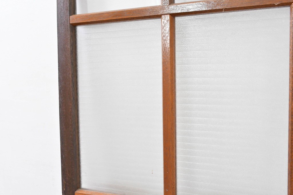 ヴィンテージ建具　昭和中期　デザインガラス入りのレトロなガラス扉1枚　(R-083735)