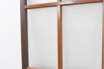 ヴィンテージ建具　昭和中期　デザインガラス入りのレトロなガラス扉1枚　(R-083735)