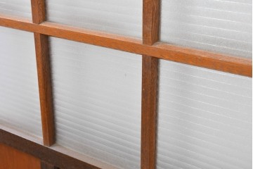 ヴィンテージ建具　昭和中期　デザインガラス入りのレトロなガラス扉1枚　(R-083735)