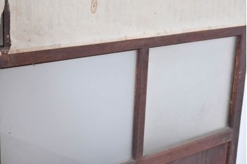 アンティーク建具　明治大正期　古い木味のガラス入り格子戸4枚セット　(R-083737)