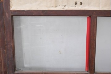 アンティーク建具　明治大正期　古い木味のガラス入り格子戸4枚セット　(R-083737)