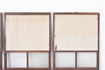 アンティーク建具　明治大正期　古い木味のガラス入り格子戸4枚セット　(R-083737)