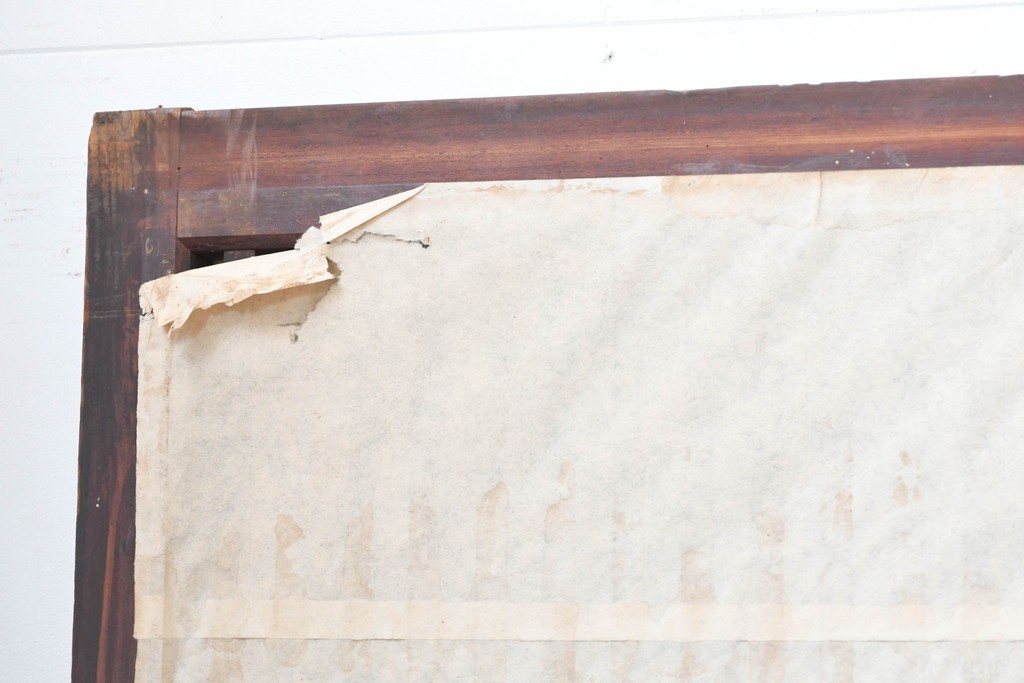 アンティーク建具　明治大正期　古い木味のガラス入り格子戸4枚セット　(R-083737)