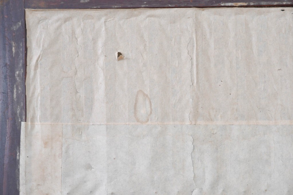 アンティーク建具　明治大正期　古い木味のガラス入り格子戸4枚セット　(R-083737)