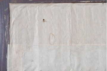 アンティーク建具　明治大正期　古い木味のガラス入り格子戸4枚セット　(R-083737)