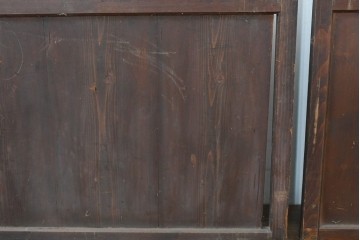 アンティーク建具　明治大正期　古い木味のガラス入り格子戸4枚セット　(R-083737)