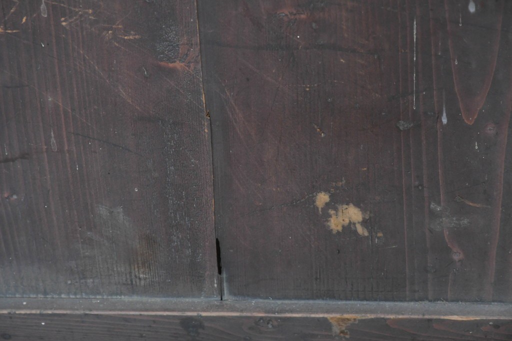 アンティーク建具　明治大正期　古い木味のガラス入り格子戸4枚セット　(R-083737)