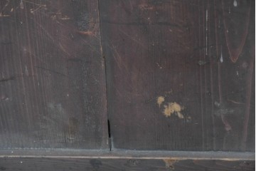 アンティーク建具　明治大正期　古い木味のガラス入り格子戸4枚セット　(R-083737)