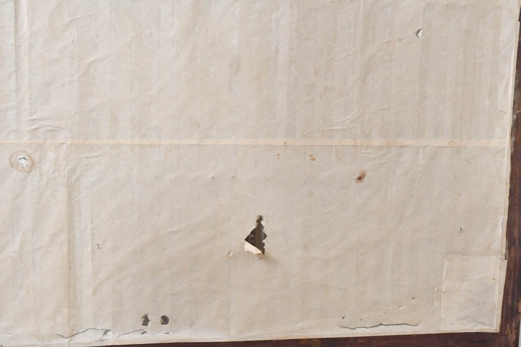 アンティーク建具　明治大正期　古い木味のガラス入り格子戸4枚セット　(R-083737)