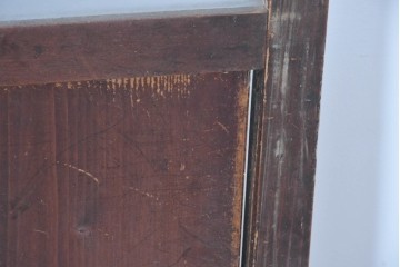 アンティーク建具　明治大正期　古い木味のガラス入り格子戸4枚セット　(R-083737)