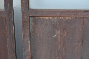 アンティーク建具　明治大正期　古い木味のガラス入り格子戸4枚セット　(R-083737)