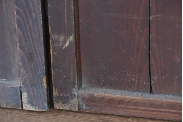 アンティーク建具　明治大正期　古い木味のガラス入り格子戸4枚セット　(R-083737)