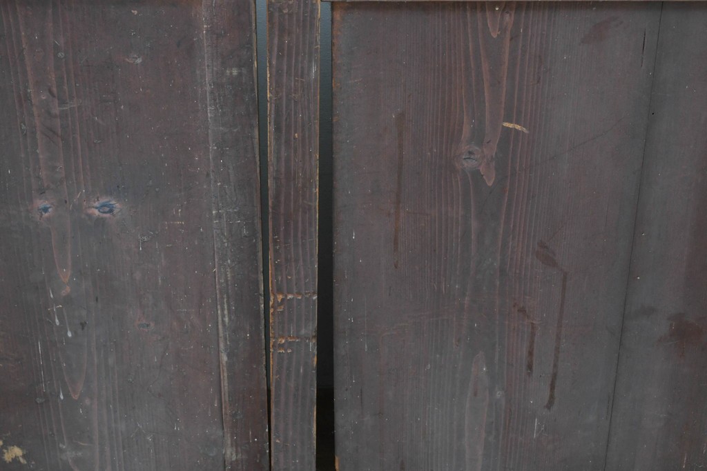 アンティーク建具　明治大正期　古い木味のガラス入り格子戸4枚セット　(R-083737)