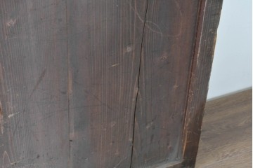 アンティーク建具　明治大正期　古い木味のガラス入り格子戸4枚セット　(R-083737)