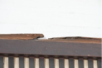 アンティーク建具　明治大正期　古い木味のガラス入り格子戸4枚セット　(R-083737)