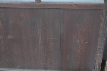 アンティーク建具　明治大正期　古い木味のガラス入り格子戸4枚セット　(R-083737)