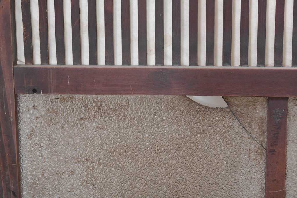 アンティーク建具　明治大正期　古い木味のガラス入り格子戸4枚セット　(R-083737)