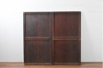 アンティーク建具　明治期　落ち着いた木肌が味わい深い帯戸2枚セット　(R-083738)