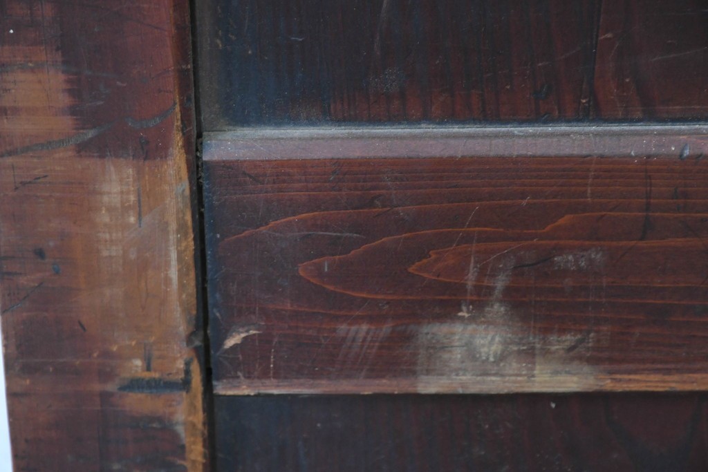 アンティーク建具　明治期　落ち着いた木肌が味わい深い帯戸2枚セット　(R-083738)