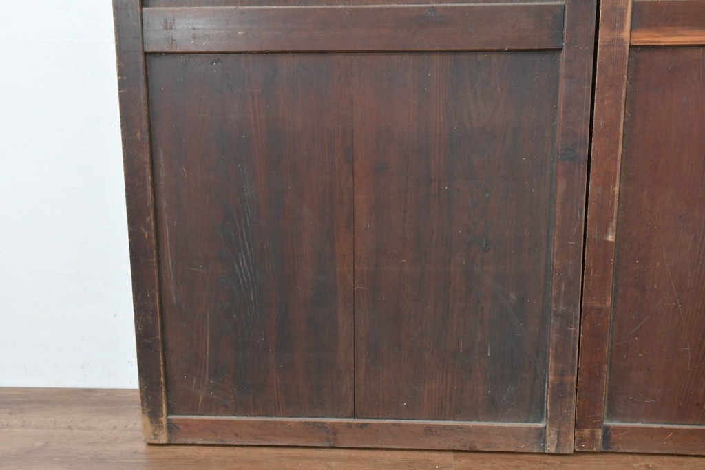 アンティーク建具　明治期　落ち着いた木肌が味わい深い帯戸2枚セット　(R-083738)