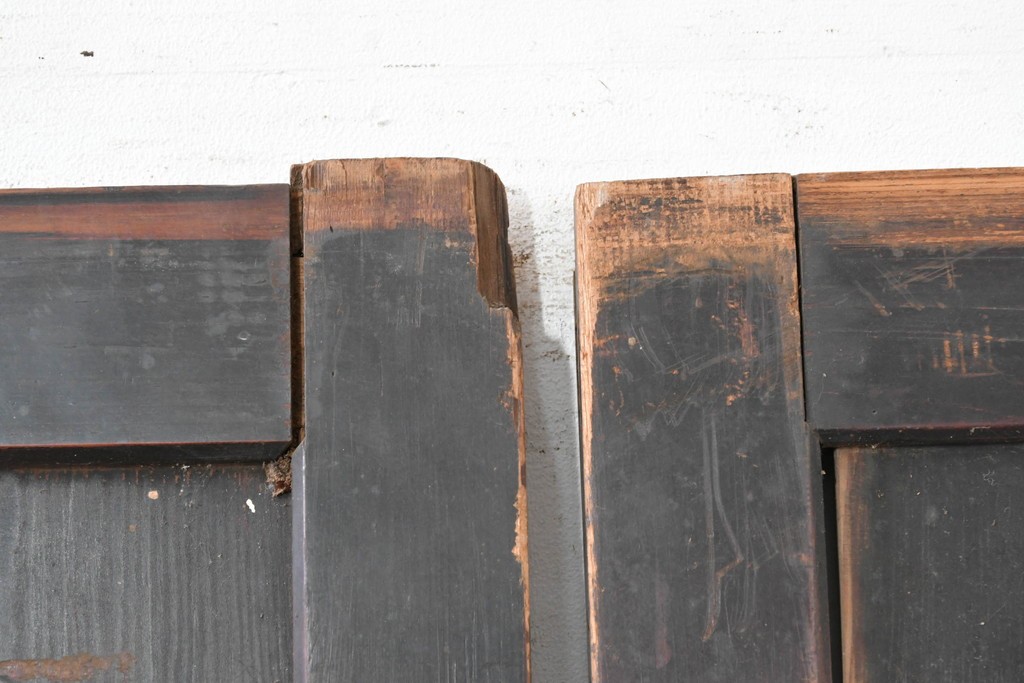 アンティーク建具　明治期　落ち着いた木肌が味わい深い帯戸2枚セット　(R-083738)