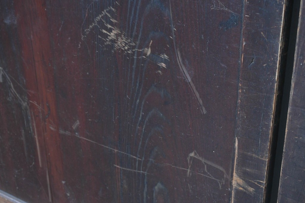 アンティーク建具　明治期　落ち着いた木肌が味わい深い帯戸2枚セット　(R-083738)