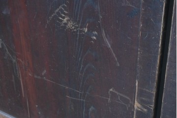 アンティーク建具　明治期　落ち着いた木肌が味わい深い帯戸2枚セット　(R-083738)