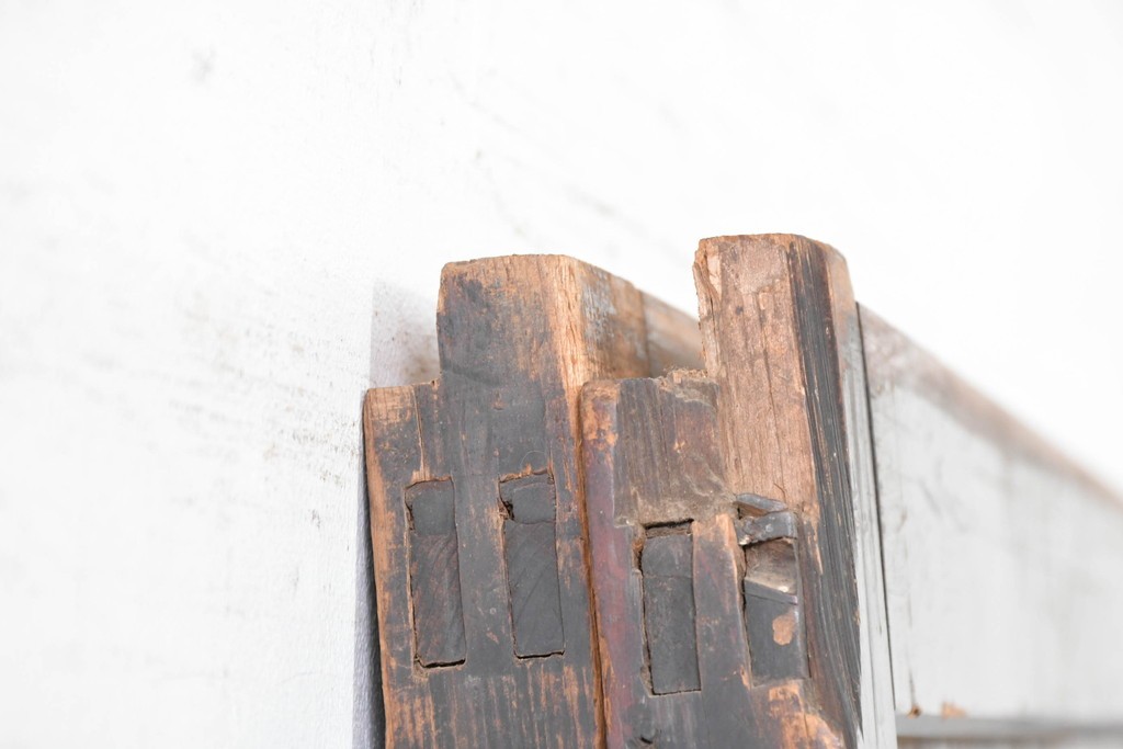 アンティーク建具　明治期　落ち着いた木肌が味わい深い帯戸2枚セット　(R-083738)