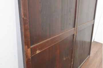 アンティーク建具　明治期　落ち着いた木肌が味わい深い帯戸2枚セット　(R-083738)