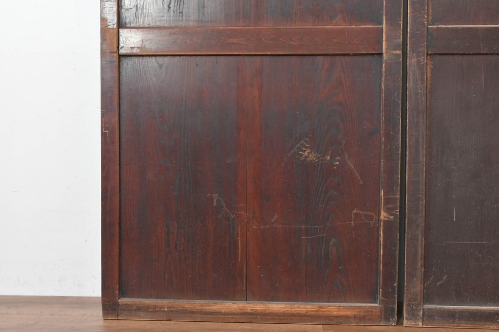 アンティーク建具　明治期　落ち着いた木肌が味わい深い帯戸2枚セット　(R-083738)