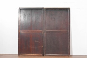 アンティーク建具　明治期　落ち着いた木肌が味わい深い帯戸2枚セット　(R-083738)
