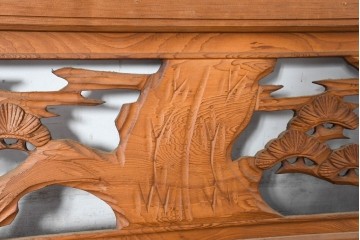 和製ヴィンテージ　昭和中期　松竹梅の縁起物の両面彫刻を施した欄間2枚セット　(R-083739)