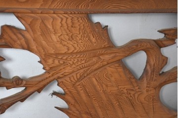 和製ヴィンテージ　昭和中期　松竹梅の縁起物の両面彫刻を施した欄間2枚セット　(R-083739)