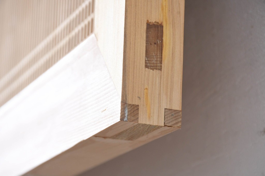 和製ヴィンテージ　昭和後期　上手物　細やかな筬目が上品な大振りの筬欄間2枚セット　(R-083740)