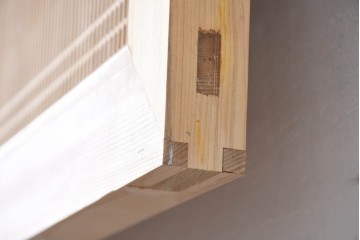 和製ヴィンテージ　昭和後期　上手物　細やかな筬目が上品な大振りの筬欄間2枚セット　(R-083740)