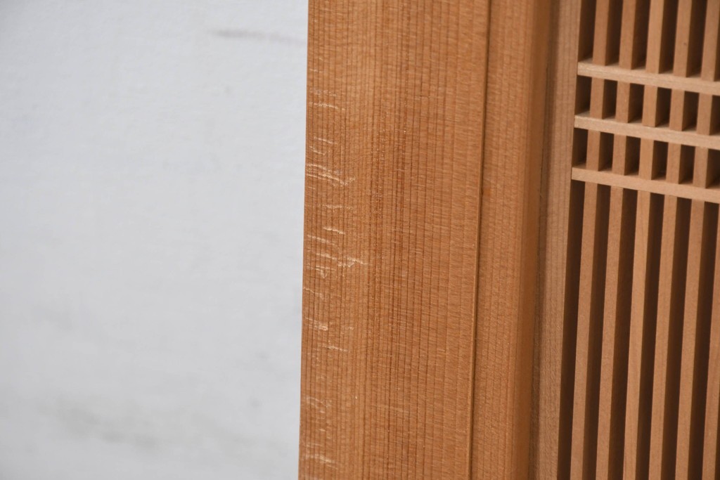 和製ヴィンテージ　昭和後期　上手物　細やかな筬目が上品な大振りの筬欄間2枚セット　(R-083740)