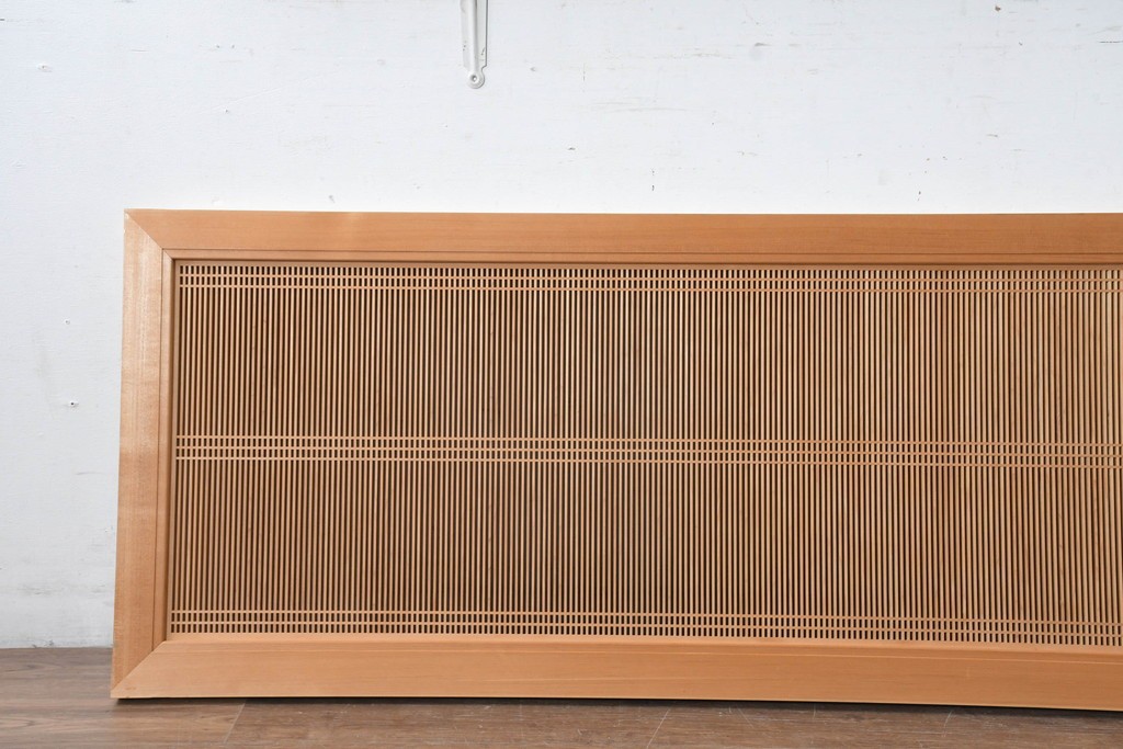 和製ヴィンテージ　昭和後期　上手物　細やかな筬目が上品な大振りの筬欄間2枚セット　(R-083740)