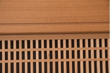 和製ヴィンテージ　昭和後期　上手物　細やかな筬目が上品な大振りの筬欄間2枚セット　(R-083740)