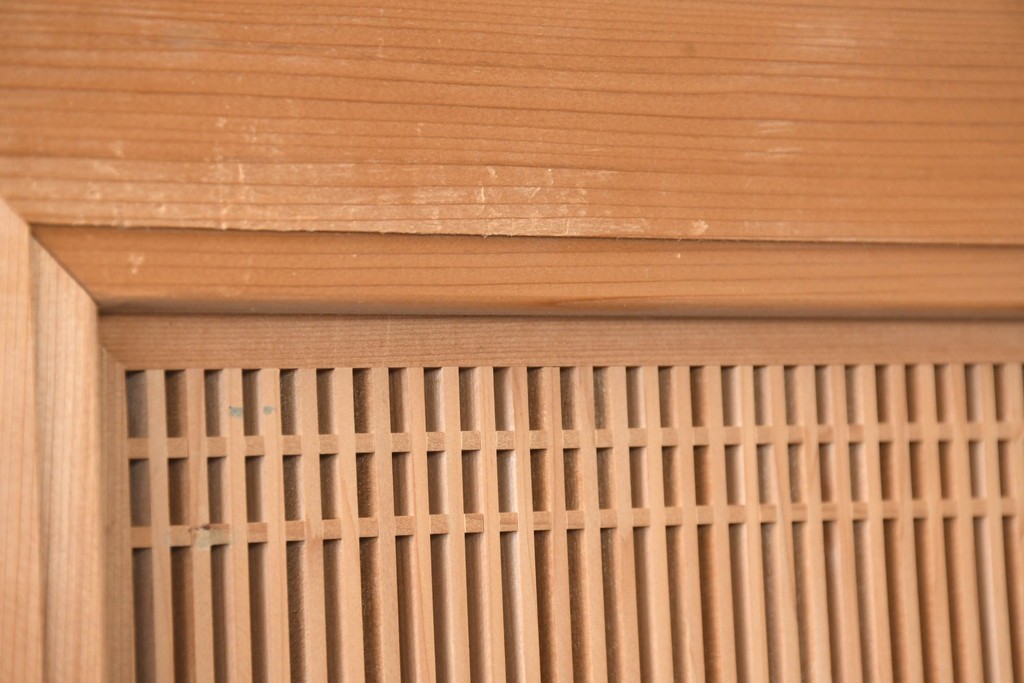 和製ヴィンテージ　昭和後期　上手物　細やかな筬目が上品な大振りの筬欄間2枚セット　(R-083740)