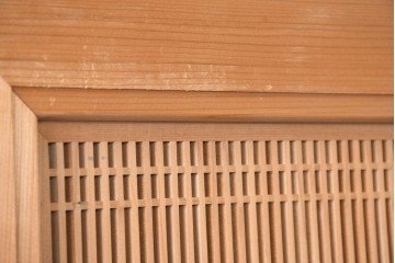 和製ヴィンテージ　昭和後期　上手物　細やかな筬目が上品な大振りの筬欄間2枚セット　(R-083740)